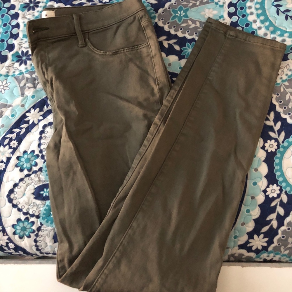 Army green skinny jeans